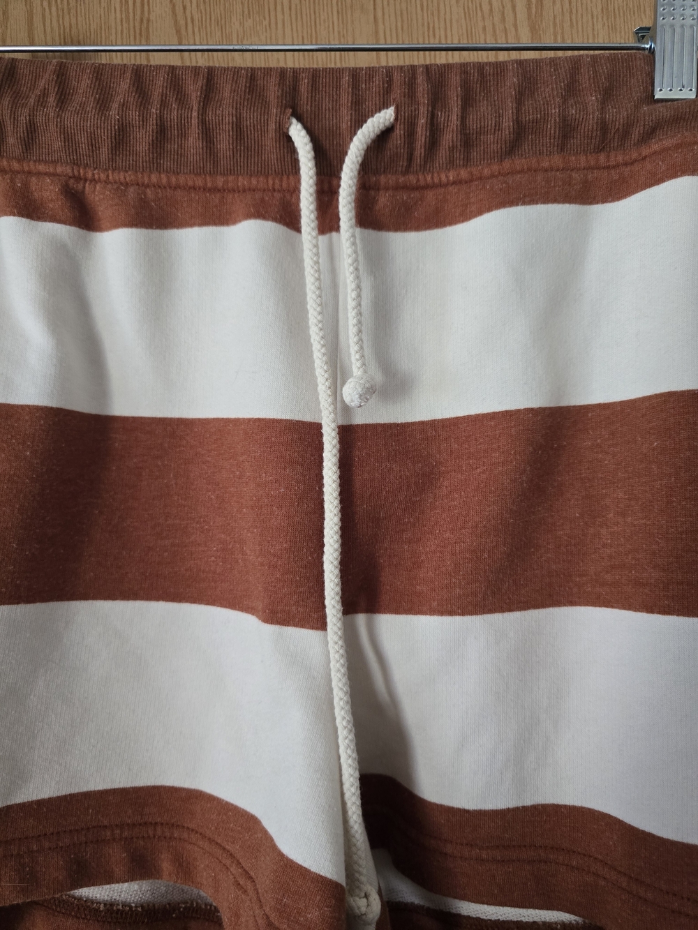 Lou & Grey Striped Drawstring Lounge Shorts - Rust & Cream XL - Picture 2 of 4